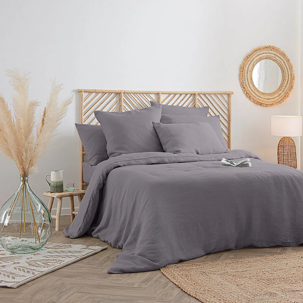Housse de couette Linah - gris - lin lavé 240x220 cm - Atmosphera>Atmosphera Créateur D'Intérieur Outlet