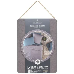 Housse de couette Linah - gris - lin lavé 240x220 cm - Atmosphera><noscript><img width=