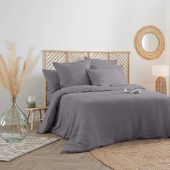 Housse de couette Linah - gris - lin lavé 240x220 cm - Atmosphera><noscript><img width=
