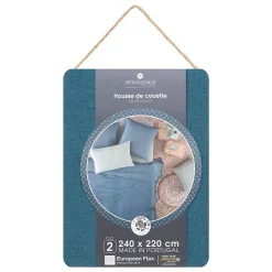 Atmosphera Créateur D'Intérieur Housse de couette Linah - bleu canard - lin lavé 260x240 cm - Atmosphera* Housse De Couette