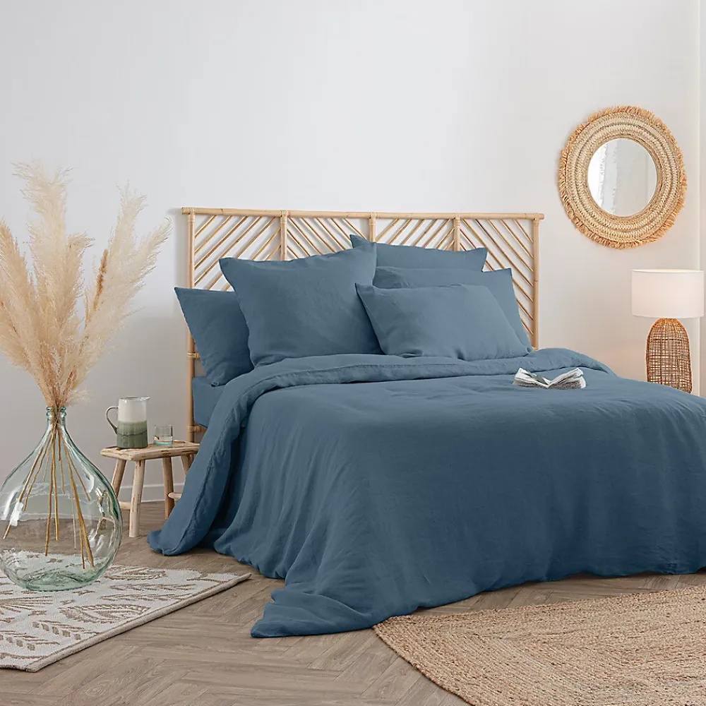 Atmosphera Créateur D'Intérieur Housse de couette Linah - bleu canard - lin lavé 260x240 cm - Atmosphera* Housse De Couette