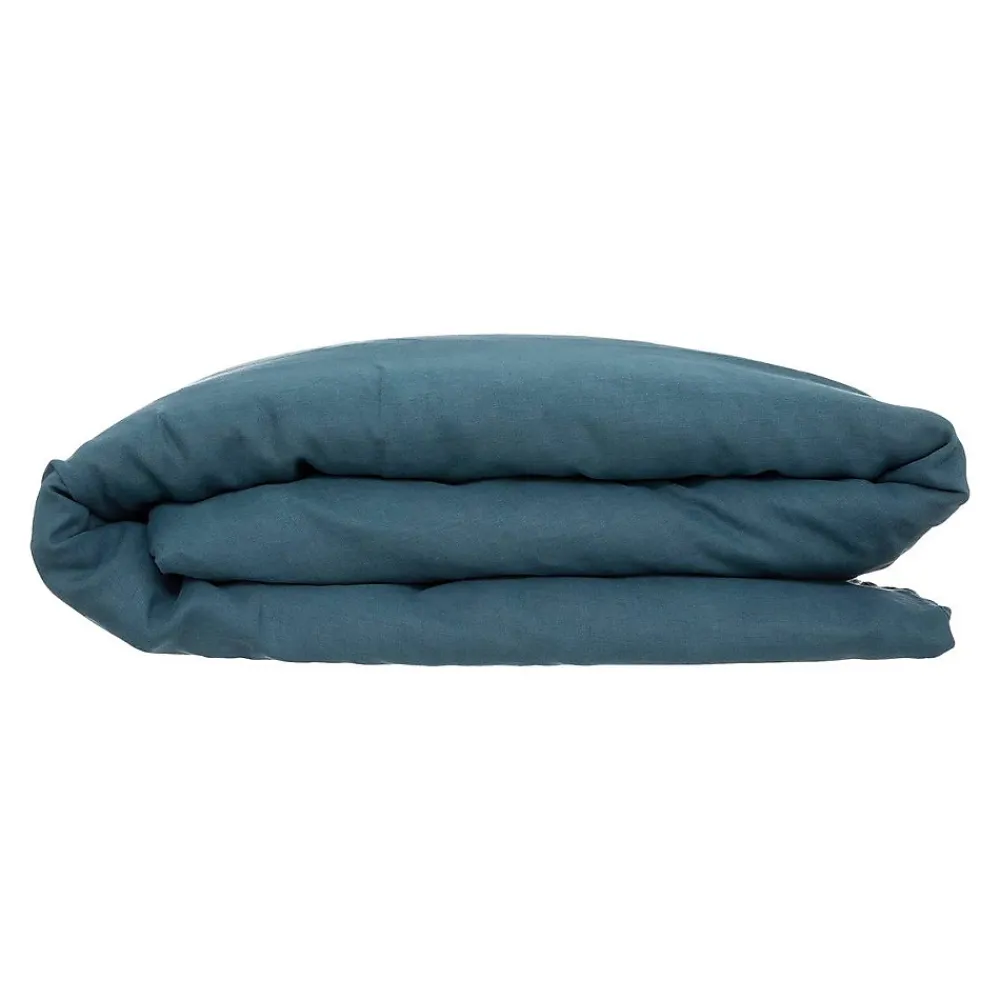 Atmosphera Créateur D'Intérieur Housse de couette Linah - bleu canard - lin lavé 260x240 cm - Atmosphera* Housse De Couette