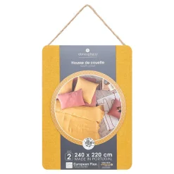 Housse de couette Linah - jaune ocre - lin lavé 240x220 cm - Atmosphera><noscript><img width=
