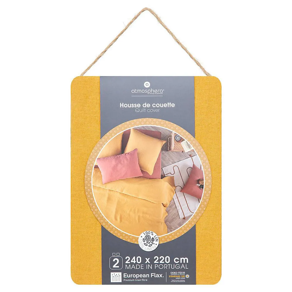 Housse de couette Linah - jaune ocre - lin lavé 240x220 cm - Atmosphera>Atmosphera Créateur D'Intérieur Best
