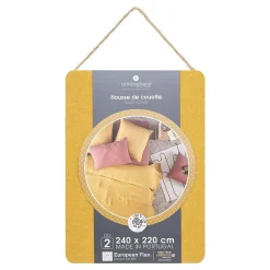 Housse de couette Linah - jaune ocre - lin lavé 240x220 cm - Atmosphera><noscript><img width=