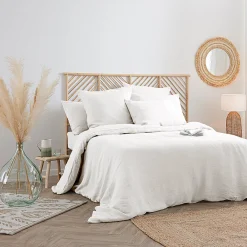 Housse de couette Linah - blanc - lin lavé 260x240 cm - Atmosphera>Atmosphera Créateur D'Intérieur Discount