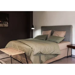 Vent Du Sud Housse de couette "Manoir" percale pur coton peigné longues fibres 80 fils/cm² - Lichen - Housse de couette 240 x 220* Housse De Couette