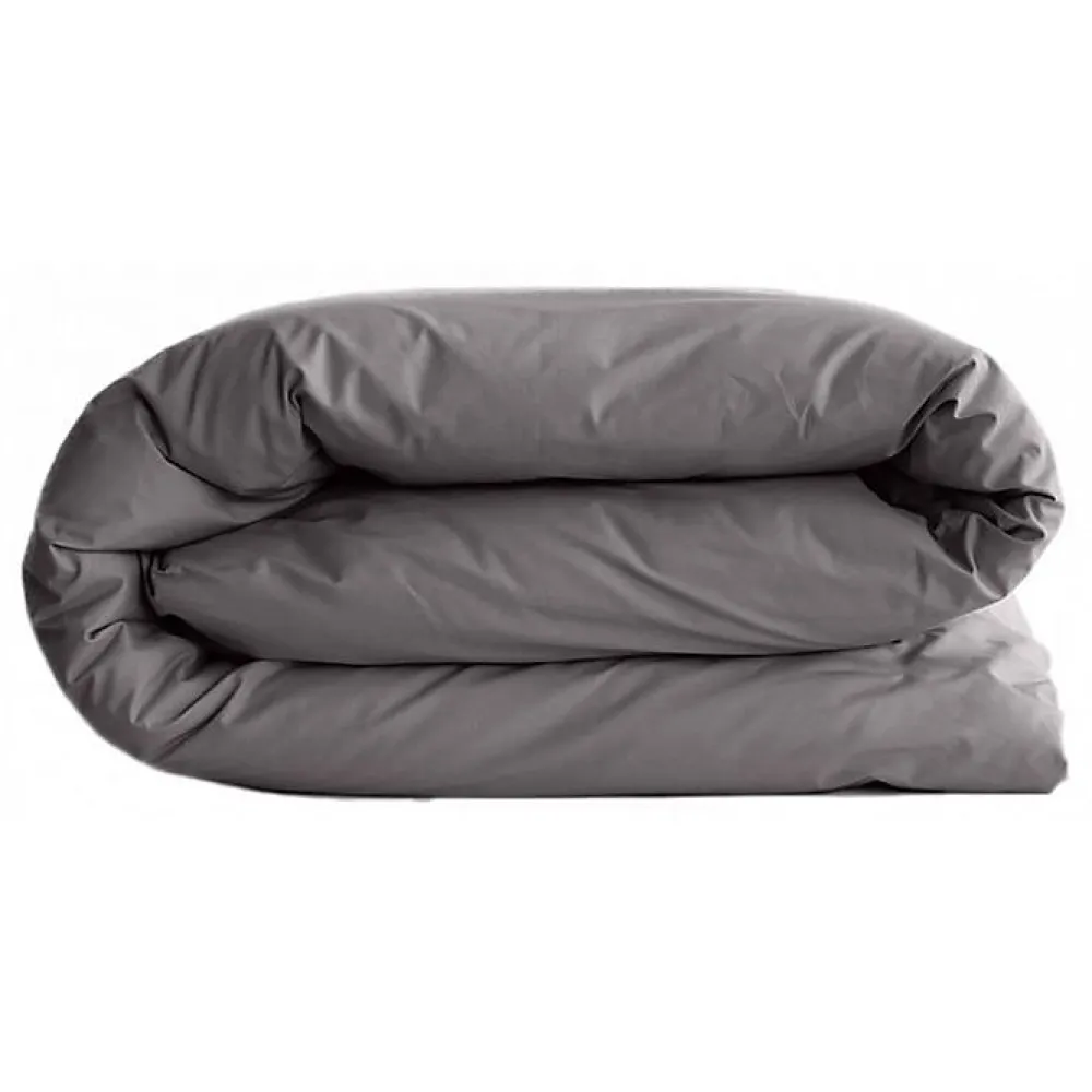 Housse de couette "Manoir" percale pur coton peigné longues fibres 80 fils/cm² - Ardoise - Housse de couette 240 x 220>Vent Du Sud