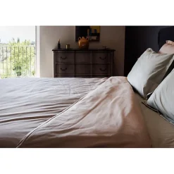 Vent Du Sud Housse de couette "Manoir" percale pur coton peigné longues fibres 80 fils/cm² - Acier - Housse de couette 260 x 240 c* Housse De Couette