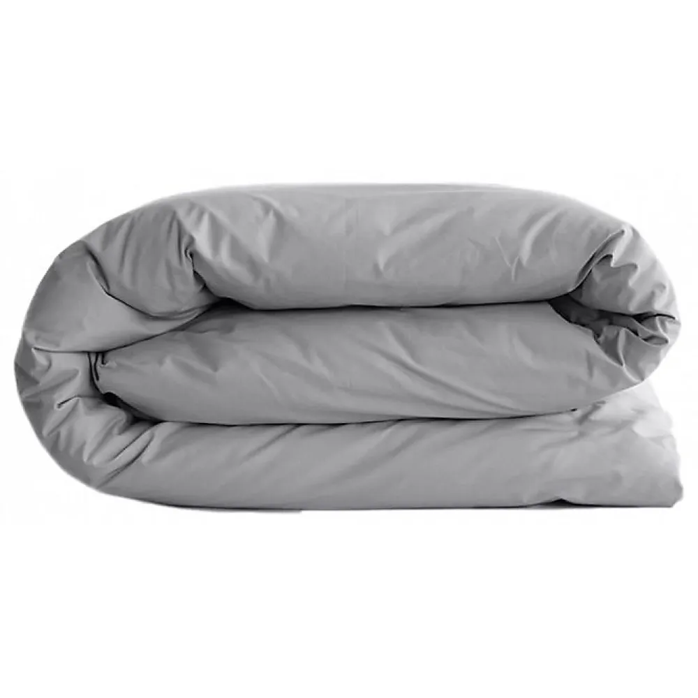 Vent Du Sud Housse de couette "Manoir" percale pur coton peigné longues fibres 80 fils/cm² - Acier - Housse de couette 260 x 240 c* Housse De Couette
