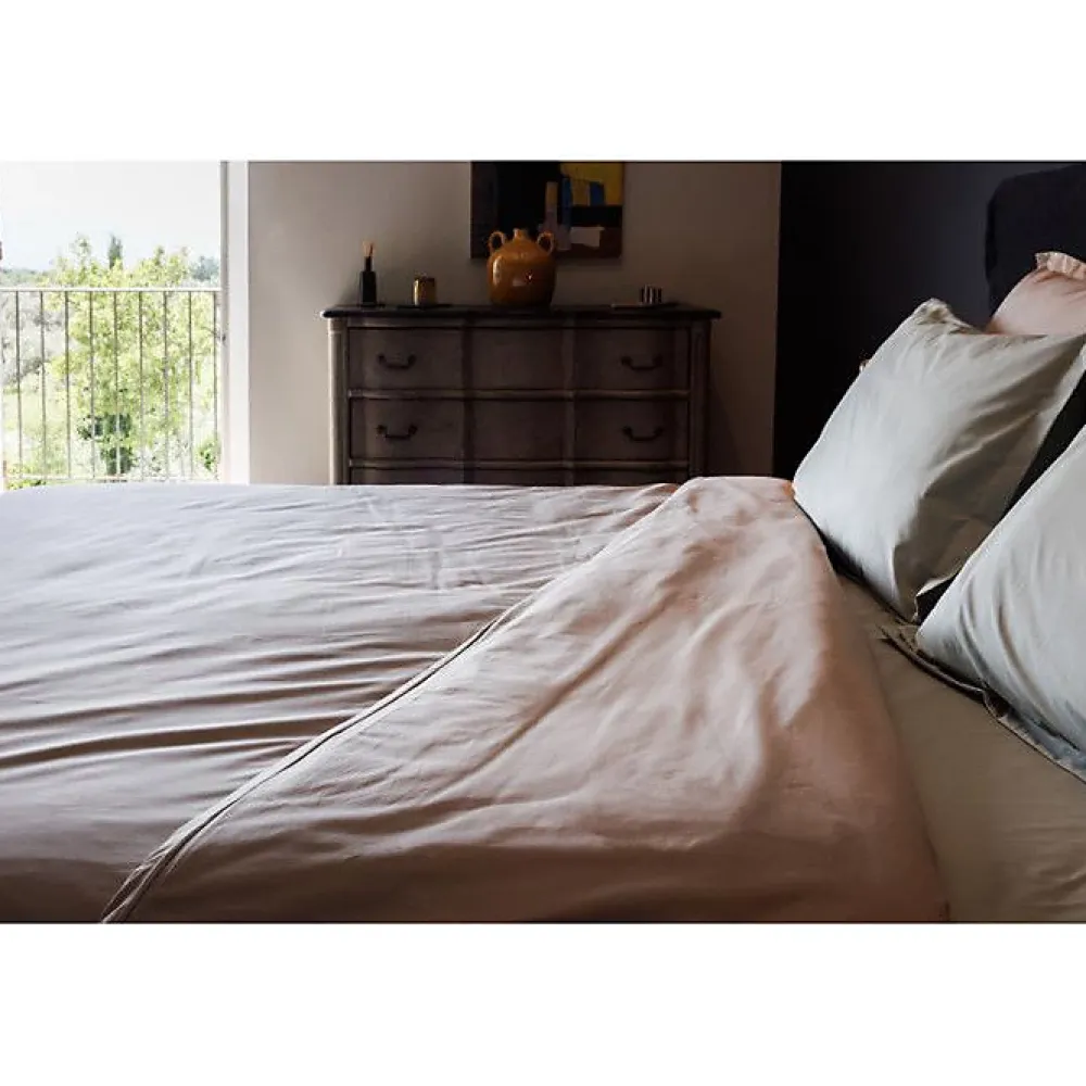 Vent Du Sud Housse de couette "Manoir" percale pur coton peigné longues fibres 80 fils/cm² - Neige - Housse de couette 260 x 240 c* Housse De Couette