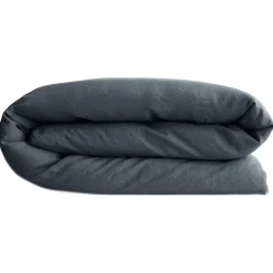 Housse de couette PALACE pur coton lavé 240x220 cm uni noir granit>Linnea Outlet