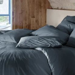Housse de couette PALACE pur coton lavé 240x220 cm uni noir granit><noscript><img width=