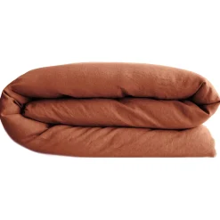 Linnea Housse de couette PALACE pur coton lavé 260x240 cm uni marron terre cuite* Housse De Couette