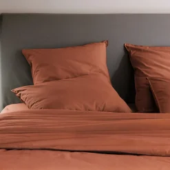 Linnea Housse de couette PALACE pur coton lavé 260x240 cm uni marron terre cuite* Housse De Couette