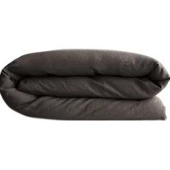 Housse de couette PALACE pur coton lavé 140x200 cm uni marron café>Linnea Online