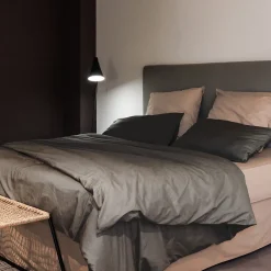 Housse de couette PALACE pur coton lavé 140x200 cm uni marron café><noscript><img width=