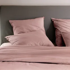 Housse de couette PALACE pur coton lavé 240x220 cm uni rose>Linnea Clearance