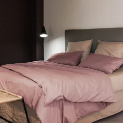 Housse de couette PALACE pur coton lavé 240x220 cm uni rose><noscript><img width=