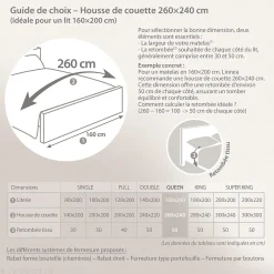 Linnea Housse de couette PALACE pur coton lavé 260x240 cm uni beige lin* Housse De Couette