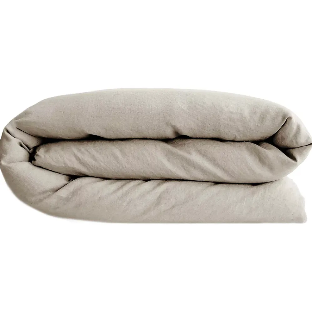 Linnea Housse de couette PALACE pur coton lavé 260x240 cm uni beige lin* Housse De Couette