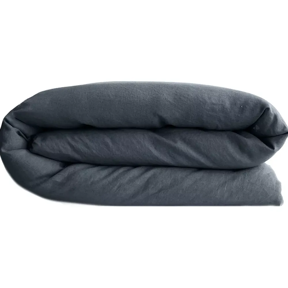 Linnea Housse de couette PALACE pur coton lavé 260x240 cm uni noir granit* Housse De Couette