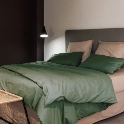 Linnea Housse de couette PALACE pur coton lavé 240x220 cm uni vert cedre* Housse De Couette