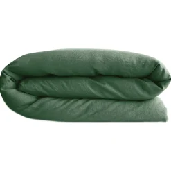Linnea Housse de couette PALACE pur coton lavé 240x220 cm uni vert cedre* Housse De Couette