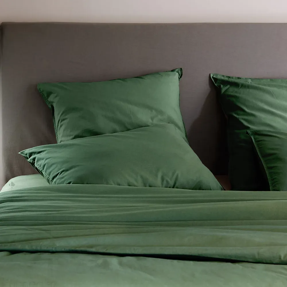 Linnea Housse de couette PALACE pur coton lavé 240x220 cm uni vert cedre* Housse De Couette