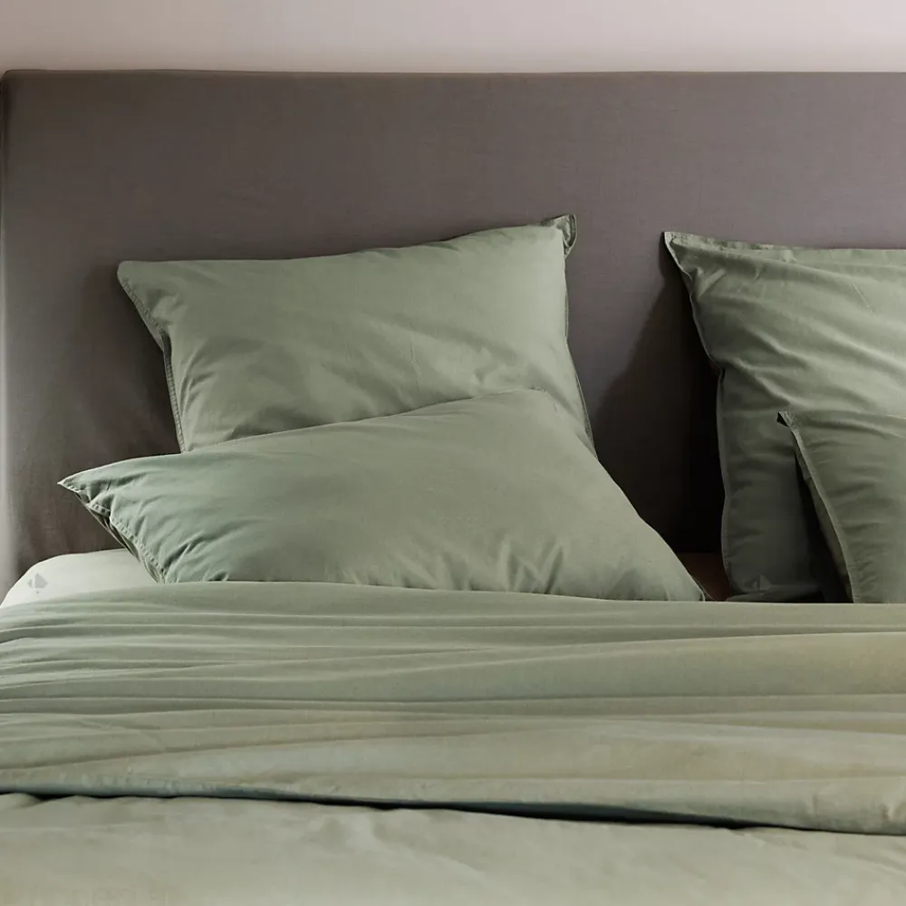 Linnea Housse de couette PALACE pur coton lavé 240x220 cm uni vert sauge* Housse De Couette