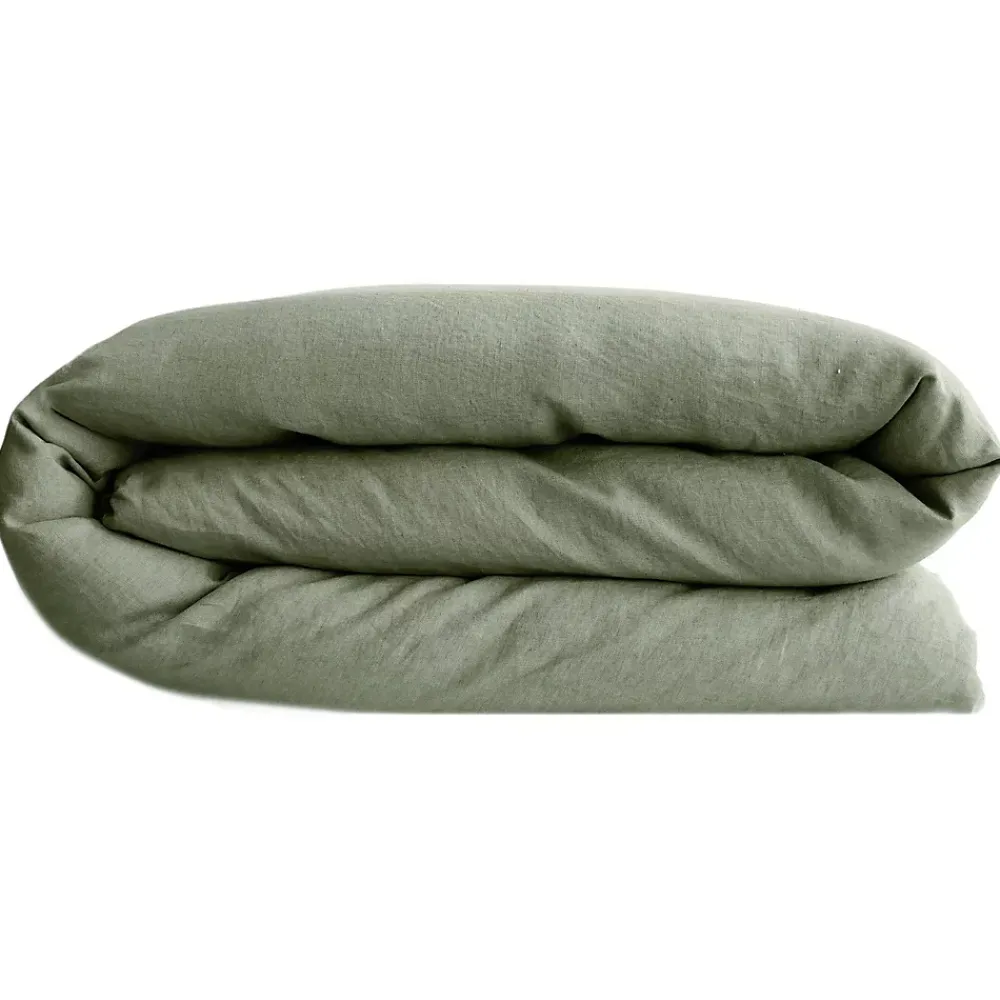 Linnea Housse de couette PALACE pur coton lavé 240x220 cm uni vert sauge* Housse De Couette