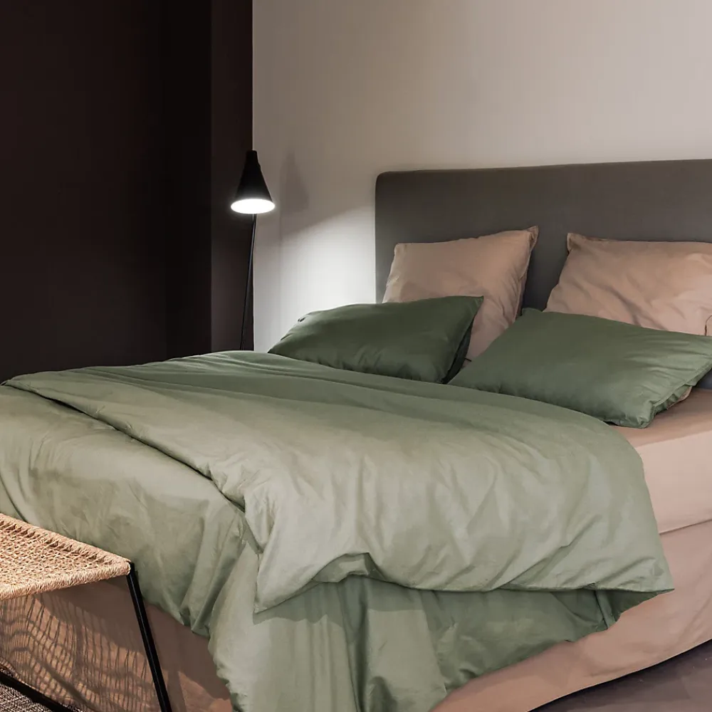 Linnea Housse de couette PALACE pur coton lavé 240x220 cm uni vert sauge* Housse De Couette