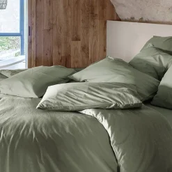 Linnea Housse de couette PALACE pur coton lavé 240x220 cm uni vert sauge* Housse De Couette
