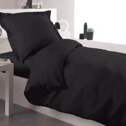 Housse de couette percale 140 x 200 cm unie (140x200 cm - Gris anthracite)>Tradilinge Best