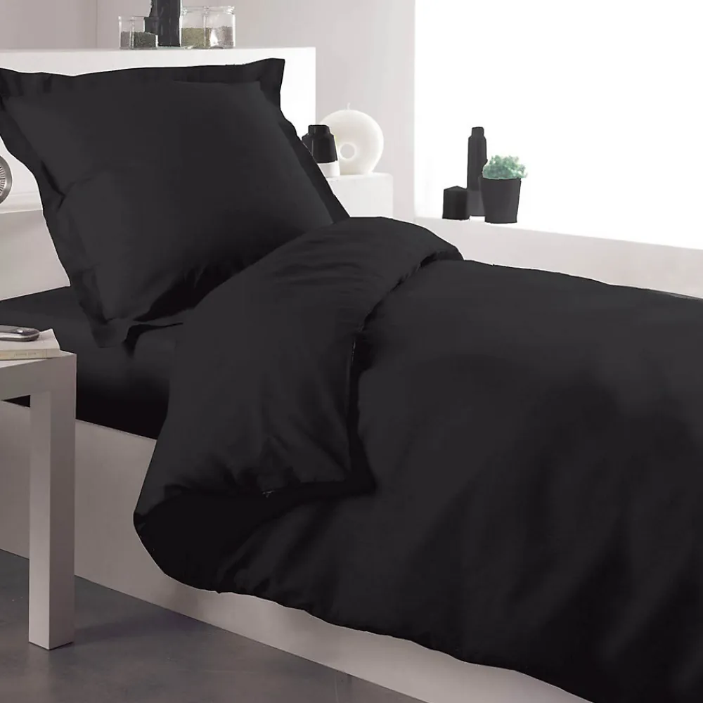 Housse de couette percale 140 x 200 cm unie (140x200 cm - Gris anthracite)>Tradilinge Best