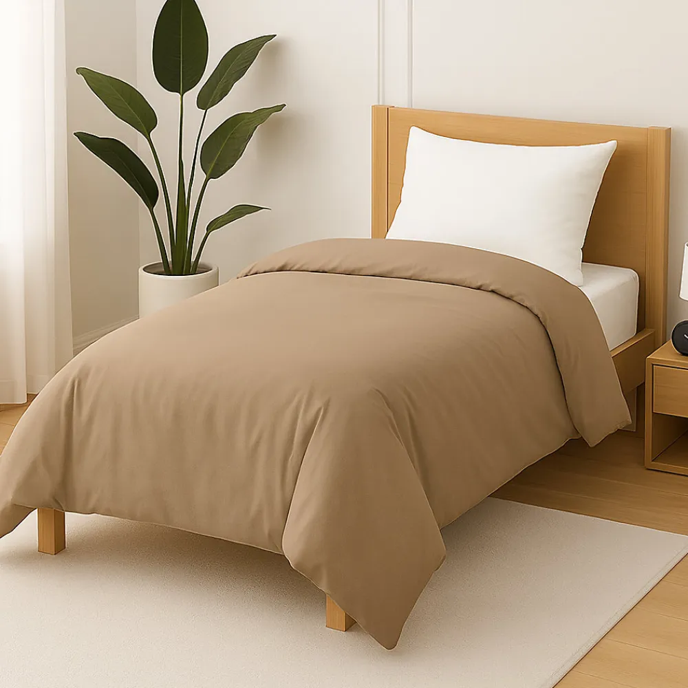 Housse de couette Polycoton Taupe - 1 personne 140 x 200 - 488-6>Mortreux Best