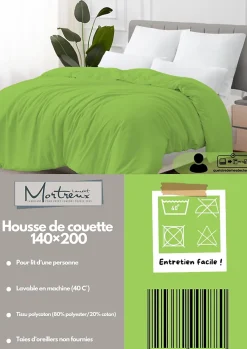 Mortreux Housse de couette Polycoton Verte - 1 personne 140 x 200 - 488-2* Housse De Couette
