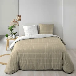Housse de couette réversible 240 x 220 cm + 2 taies CADRIA 100% coton 57 fils>Douceur D'Intérieur New