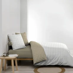 Housse de couette réversible 240 x 220 cm + 2 taies CADRIA 100% coton 57 fils><noscript><img width=