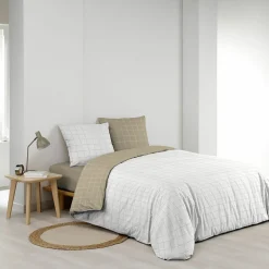 Housse de couette réversible 240 x 220 cm + 2 taies CADRIA 100% coton 57 fils><noscript><img width=