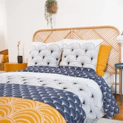Housse de couette réversible 200x200 KERITA + 2 taies 100% coton adouci 57 fils/cm2><noscript><img width=