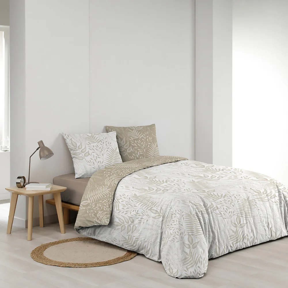 Housse de couette réversible 260 x 240 cm coton 57 fils Cassia>Douceur D'Intérieur