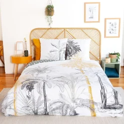Cote Deco Housse de couette réversible 240x220 SOLI + 2 taies 100% coton adouci 57 fils/cm2* Housse De Couette