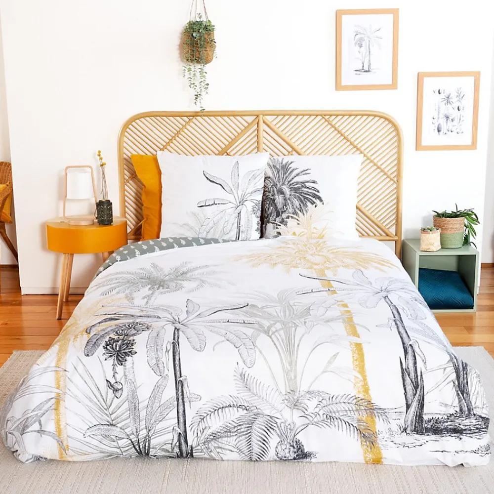 Cote Deco Housse de couette réversible 240x220 SOLI + 2 taies 100% coton adouci 57 fils/cm2* Housse De Couette