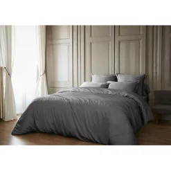 Housse de couette "Salomé" Viscose de bambou 120 fils/cm² - Salomé Granit - Housse de couette 260 x 240 cm>L'Effet Papillon Best
