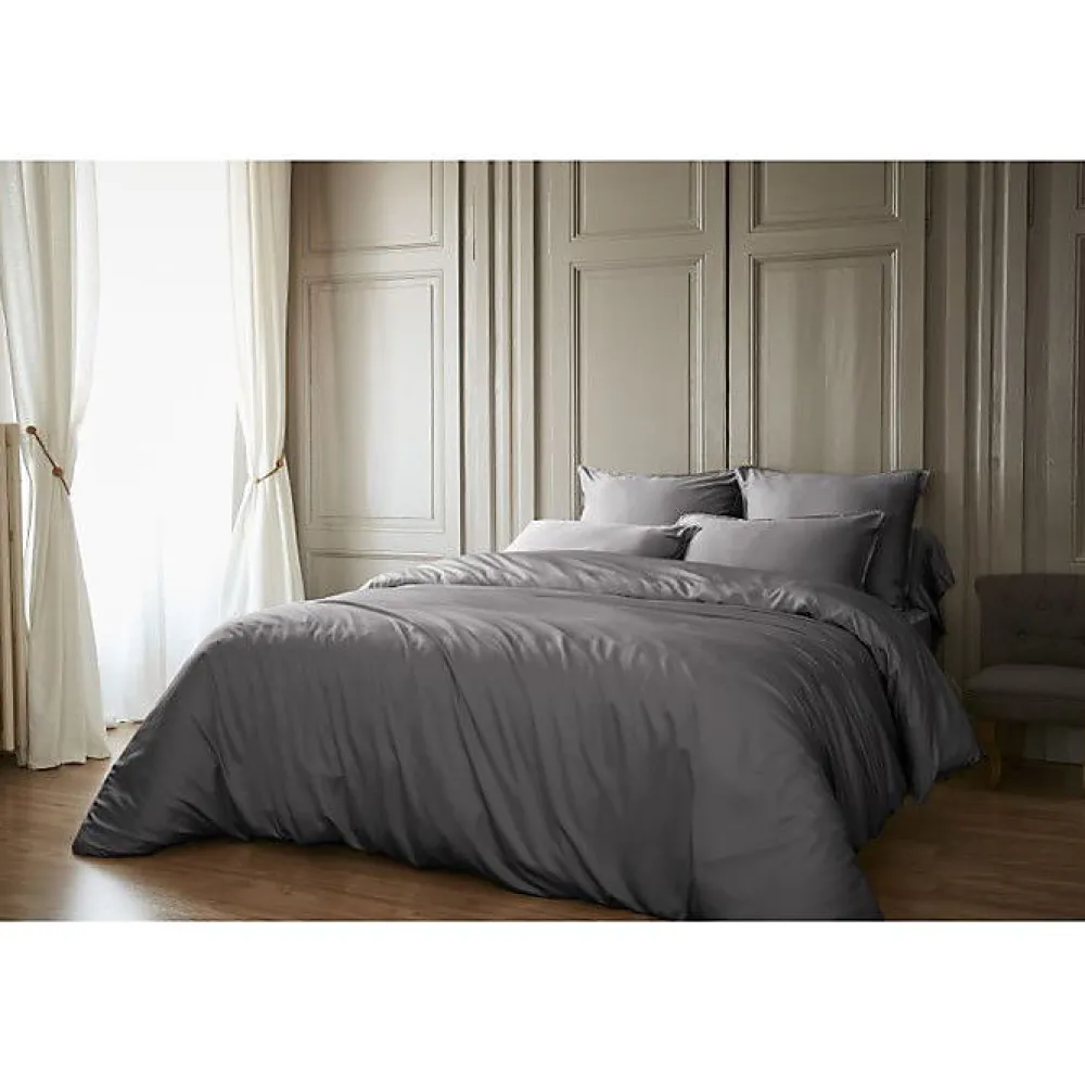Housse de couette "Salomé" Viscose de bambou 120 fils/cm² - Salomé Granit - Housse de couette 260 x 240 cm>L'Effet Papillon Best