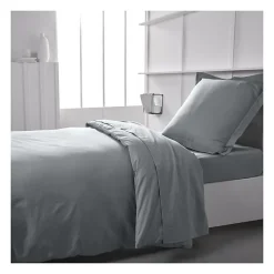 Housse de couette TODAY Essential - 140 x 200 cm - 1 personne - 100% Coton uni - Acier>Todays Tools Online