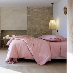 Linnea Housse de couette uni 280x240 cm percale de coton MANOIR Rose* Housse De Couette