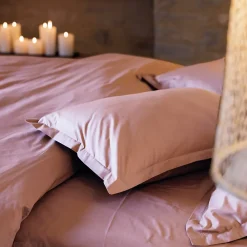 Linnea Housse de couette uni 280x240 cm percale de coton MANOIR Rose* Housse De Couette
