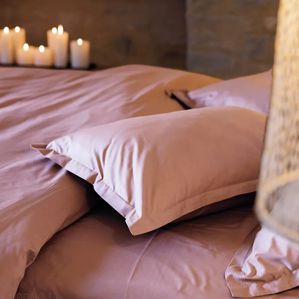 Linnea Housse de couette uni 280x240 cm percale de coton MANOIR Rose* Housse De Couette